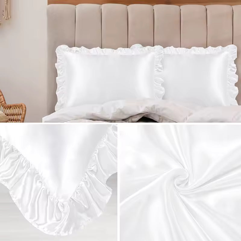 Ruffled Satin Pillowcase Set