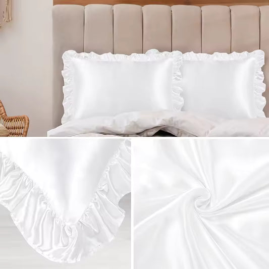 Ruffled Satin Pillowcase Set